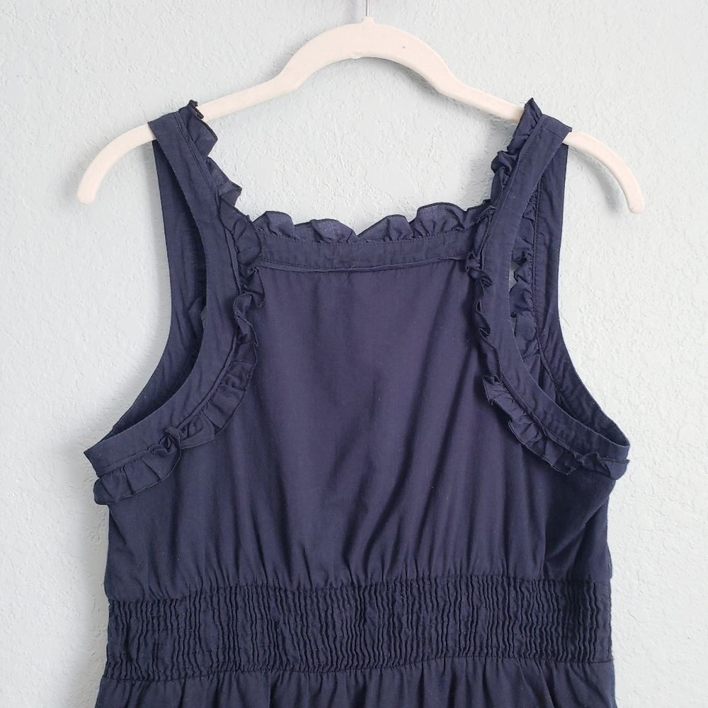 Anthropologie Maeve Navy Square Neck Smocked Ruffle Dress - Picture 8 of 11